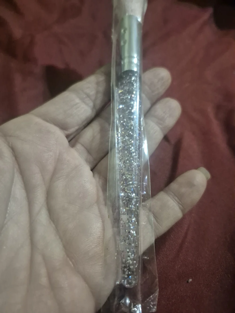 Luxury White Powder Brush With Glitter Handle for Women Makeup